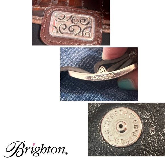 Brighton Black - Croc Leather Flap Crossbody Bag - w/Dust Cover - Picture 9 of 15